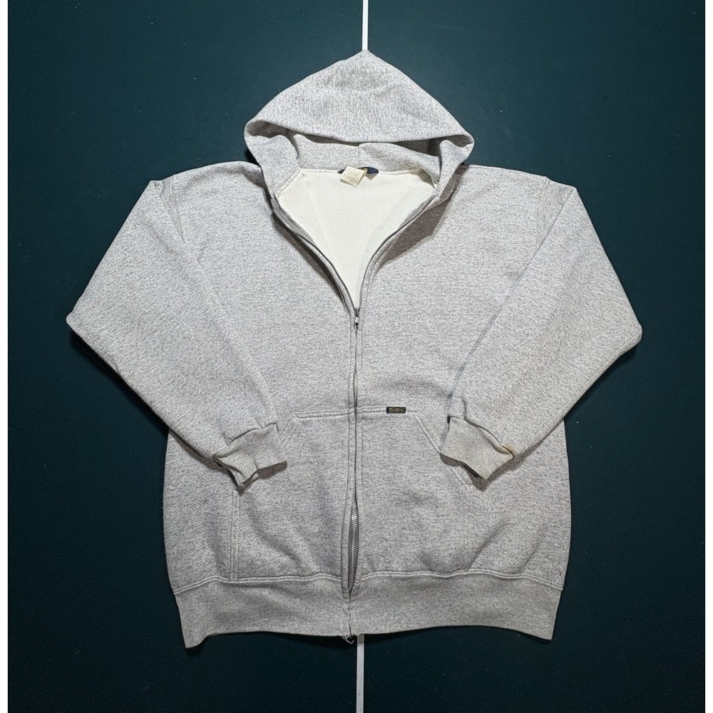 Vintage 80s OshKosh Thermal Lined Full‎ Zip Hoodie Sweatshirt Men's XL Gray USA